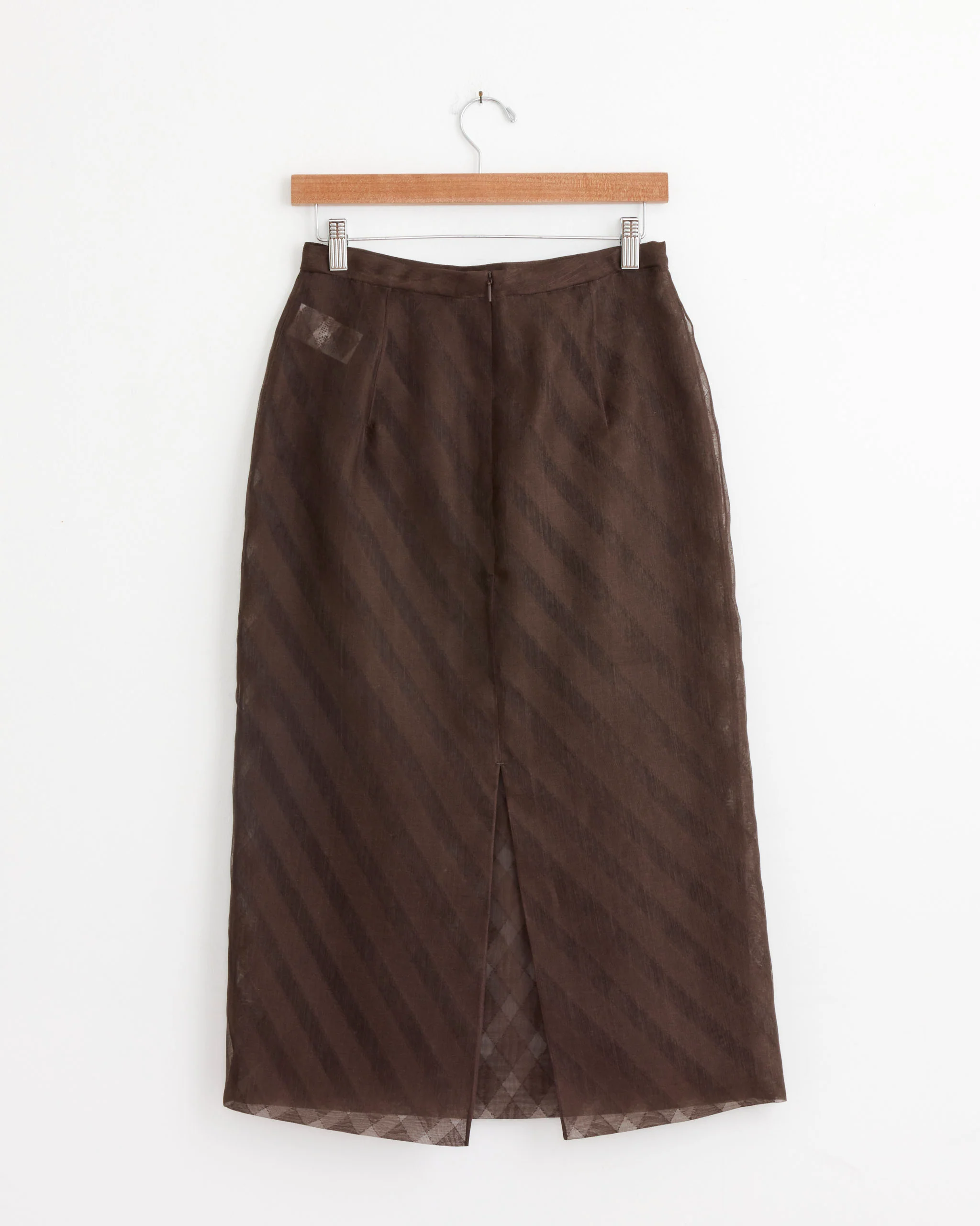Sheer Silk Pencil Skirt in Dark Brown - Image 4