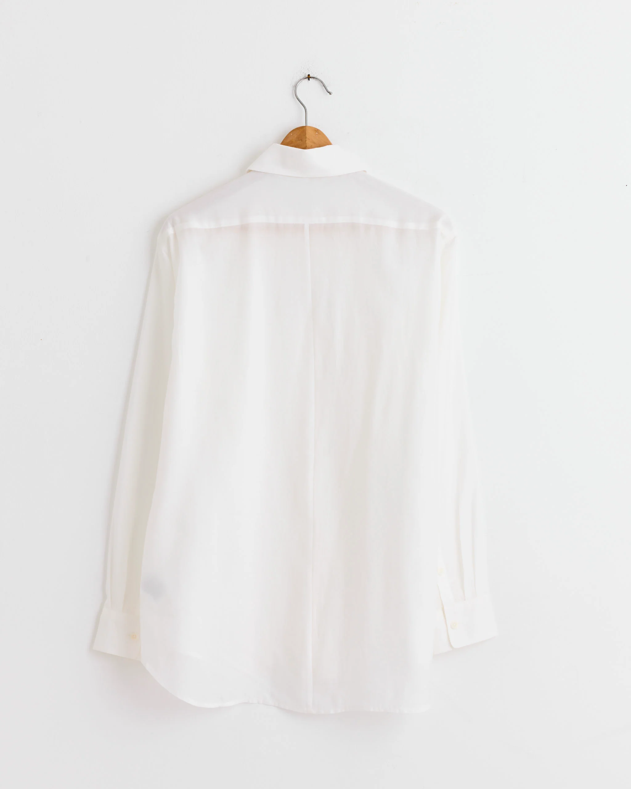 Silk Voile Easy Pintucked Shirt in Ivory - Image 3